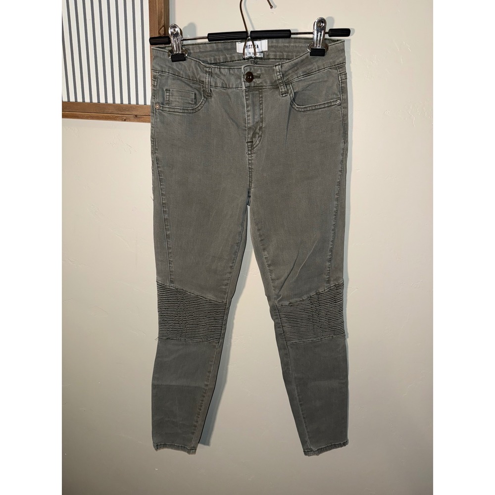 Pistola Moto Skinny Jeans Olive Green Ribbed Knee Size‎ 28